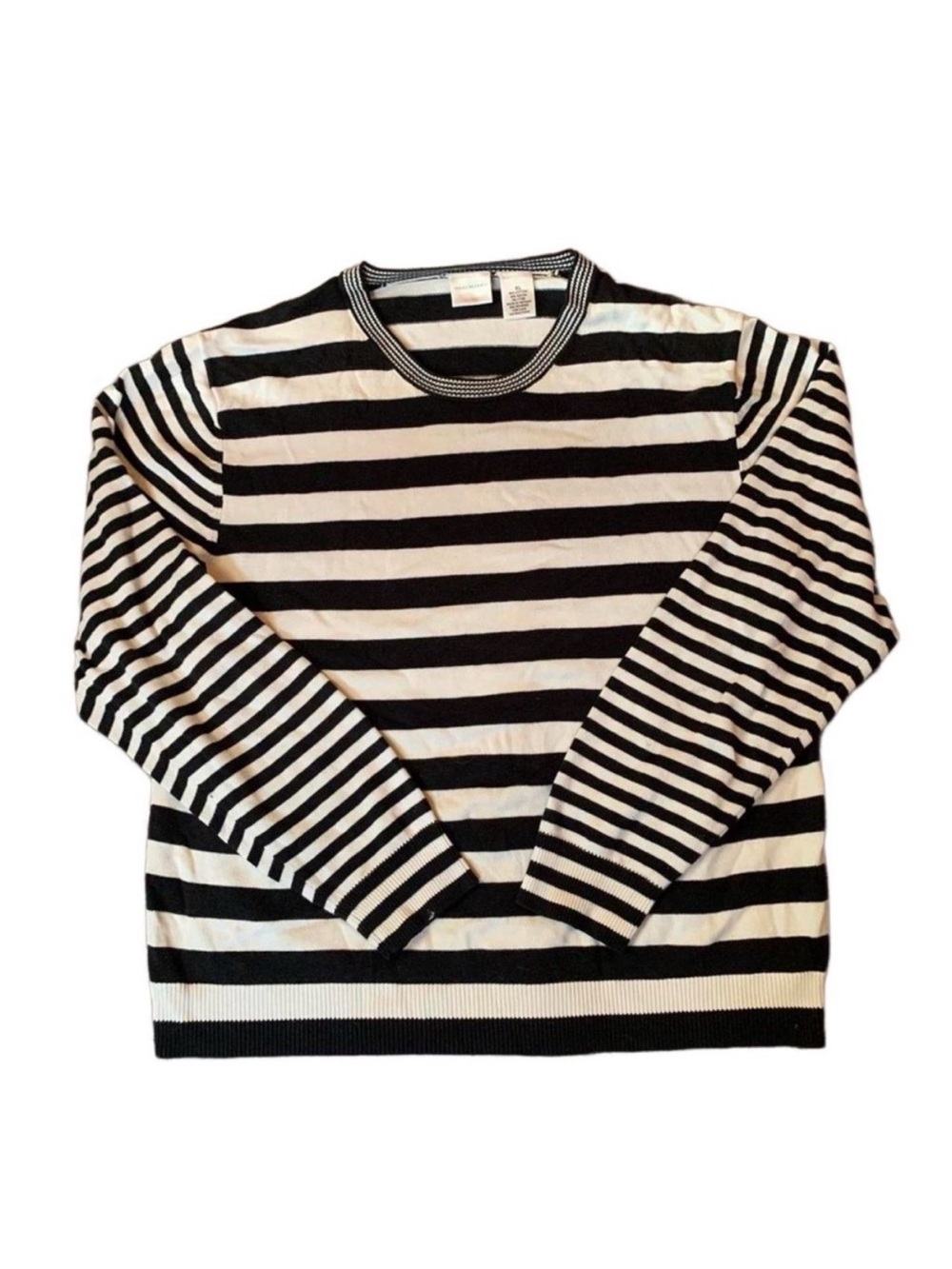 Isaac Mizrahi Monochrome Black White Striped Long Sweatshirt XL